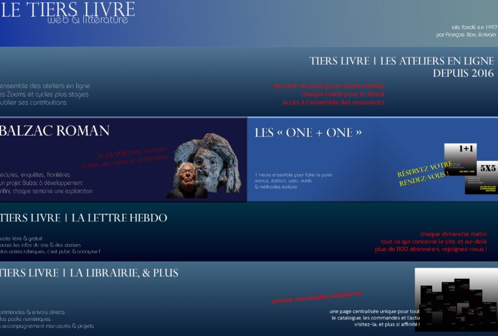 Site le Tiers Livre de François Bon
Capture d'écran 07/04/2026